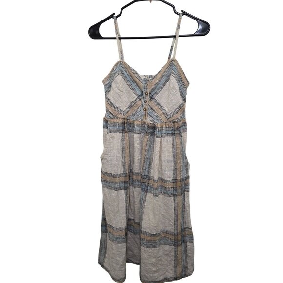 Love Stitch Blue & Beige Plaid Sleeveless Sundress With Adjustable Straps & Pock - Picture 1 of 11